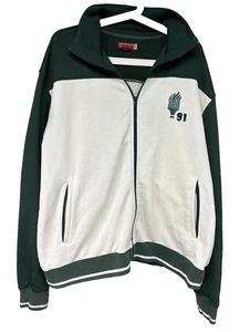 Vintage Guess 91 Track Jacket Adult XL Cream Green Full Zip Polyester Blend - Picture 1 of 7