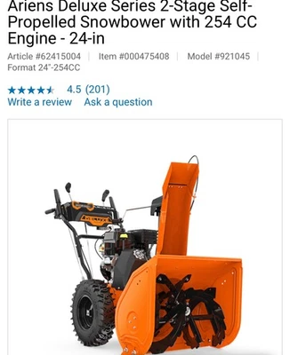 Снегоочиститель Ariens 921045 Deluxe 24 дюйма - Изображение 1 из 2