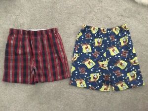 Lot 2 Boys Pajamas PJ Sleep Shorts Size L 10 / 12 - Old Navy & Spongebob