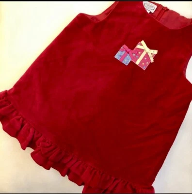 Talbots Niño Rojo Terciopelo Forrado Jersey Volantes Vestido Pañal Cubierta 24M Regalos Navidad Foto 1 de 4