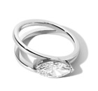 Gold Wedding Ring IGI GIA Lab Created Diamond Marquise 1.50 Carat 18K White Band