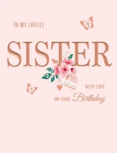 Sister Happy Birthday Card Classic - 8 x 6 " - Foil Embossed - Picture 1 of 2