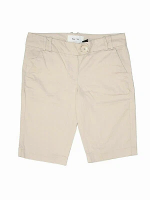 PER SE Women's Flat Front Bermuda Shorts LIGHT KHAKI BEIGE Size 6 EUC - Image 1 of 2