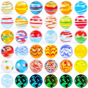 36pcs Glass Marbles For Kids Including 31 Colorful Assorted Marbles 5 Glow In Th - Picture 1 of 9