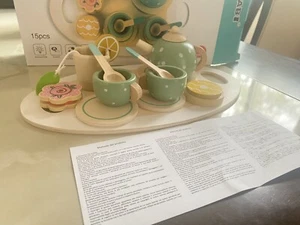 New Wooden Kids Tea Set Perfect Gift For Boys And Girls,Holiday Gift Toys - Picture 1 of 7