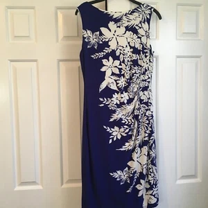 Anne Klein blau & weiß Blumen sexy ärmellos Kleid 8 - Bild 1 von 9