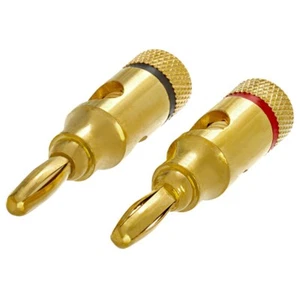 Par de conectores de cable de altavoz de audio de tornillo abierto Banana Plug chapado en oro - Imagen 1 de 4