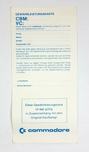 1990 Commodore C64/Amiga SERVICE KARTE/service Card dt. Gewährleistungskarte - Bild 1 von 1