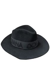 DOLCE & GABBANA Black Hats Logo Band Wool Cowboy Hat Size 57 NEW RRP 525