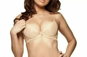 Gossard Superboost Lace 7711 Wired Padded Plunge Bra Nude 32DD Lingerie - Picture 1 of 9