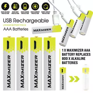 Best USB Rechargeable AAA Batteries Replace 800 Alkaline Batteries Eco-Friendly - Picture 1 of 6