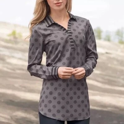 Túnica Mud Pie Pequeña Nueva con Etiquetas Cuello Cameron Lunares Rayas Gris Top Popover  Foto 1 de 4