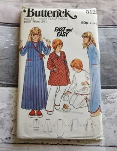 Vintage Butterick Sewing Pattern 5129 Girls Nightgown & Pyjamas, 12 (Bust 76cms) - Picture 1 of 3
