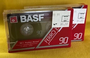 Lot Of 2 New Sealed BASF Ferro Extra I Audio Cassette  90 Minutes Vintage Stock - Picture 1 of 2