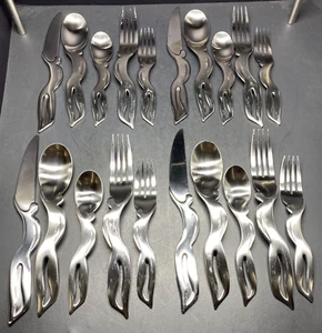 4 Settings 5 Pieces Yamazaki Tisdale FROLIC Figural Stainless Flatware 20 Total - Picture 1 of 24