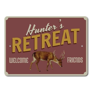 Hunter's Retreat Sign, Hunting Decor, Hunter Aluminum Metal Decor Sign - Picture 1 of 4