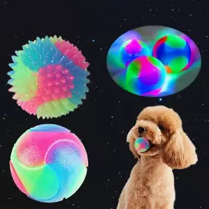 Light Dog Balls Flashing Elastic Ball Glow in the Dark Toys Interactive Pet O0G7 - Picture 1 of 15