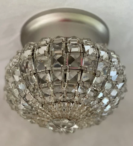 PAIR - Antique French Crystal Czech Beaded Chandelier Flush Mount Wall Sconce Cover