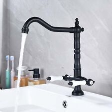 HDA Antique Brass Basin Faucet Double Handle One Hole European Style Hot