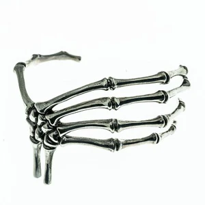 Gripping Skeleton Hand 925 sterling silver Bangle Gothic Biker Reaper Death. - Picture 1 of 5