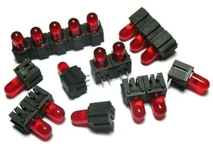 10 Stück  DH5R LED FISCHER Holder Right Angle + THT LED 5mm Red (M6540) - Picture 1 of 2