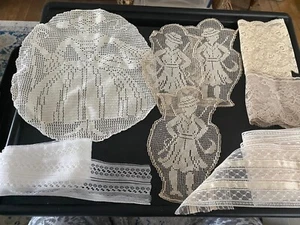 Vintage Konvolut Filet Schnürsenkel & Spitzen Yardage für Projekte - Bild 1 von 7