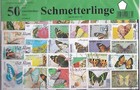 50 Briefmarken Schmetterlinge,Lepidoptera,Butterfly,Papillon,Schmetterling Falte