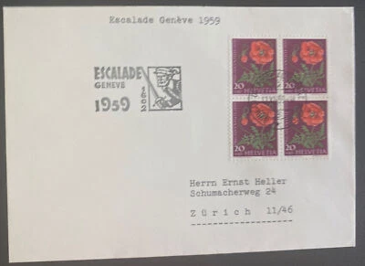 1959 Geneva Switzerland First Day Cover FDC To Zurich Escalade Festival - Image 1 of 2