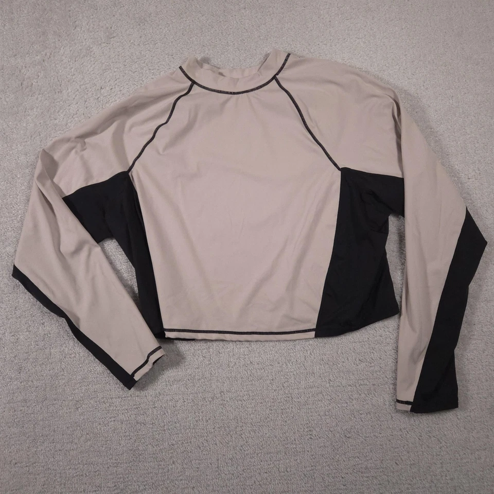 Camisa Fabletics Mujer 3X Tostada Negra Bloque de Color Manga Larga Cuello Simulado Atlética Foto 1 de 4