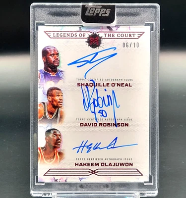 2024 Topps Motif Ruby Shaquille O'Neal, Robinson, Olajuwon On Card Auto HOF /10 - Image 1 of 2
