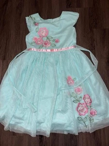 Girls Pink And Blue Floral Party Dress - Jona Michelle - Size 10 - Picture 1 of 2