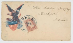 Mr Fancy Cancel 65 CIVIL WAR PATRIOTIC EAGLE & SHIELD TIED EATON RAPIS MICH - Picture 1 of 2