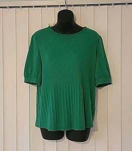 NEU Adriana Papell Akkordeon Plissee Bluse Gr. Small Kelly grün Krepp Shirt Top - Bild 1 von 16