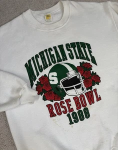 Vintage Michigan State Sweatshirt XL 1988 Rose Bowl weiß Fleece Spartans lesen - Bild 1 von 16