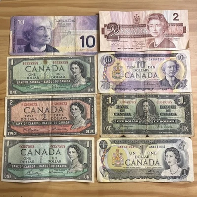 CANADA Old Banknotes- 8 Notes - Circulated - Canadian (#007) - Image 1 of 4
