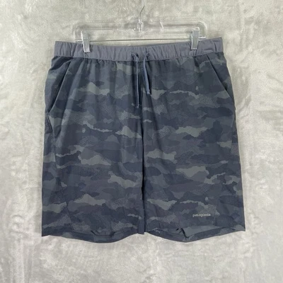 Patagonia Shorts men's Large 34x10 Terrebonne Trail Gray Camo AOP Hiking Active - Image 1 of 4
