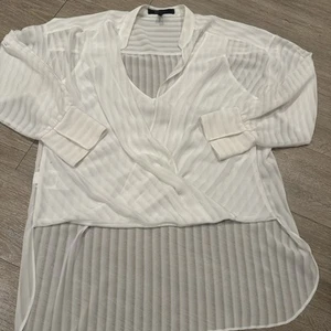 BCBGMaxazria Women’s White Top HighLow See Thru Draped XS SpringSummer Vacation - Picture 1 of 7