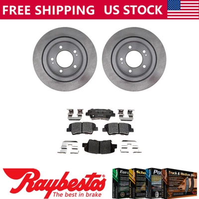 Kit de rotores de freno traseros + pastillas de cerámica y herrajes para Kia Optima 2013 - Raybestos Foto 1 de 4