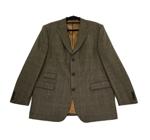 Barbour Blazer Uomo 44R Marrone Verde Finestra Tweed Lana Cappotto Sportivo Giacca - Foto 1 di 24
