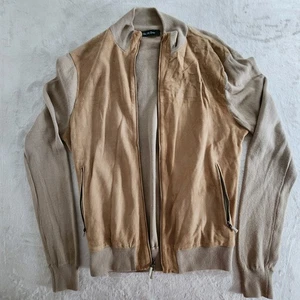 Vintage Saks Fifth Avenue Bomberjacke Ziegenveloursleder durchgehender Reißverschluss Größe Medium braun - Bild 1 von 19