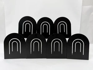 Set of 7 Vintage MCM Postmodern USA Metal Arch Bookends Double Rainbow - Picture 1 of 16