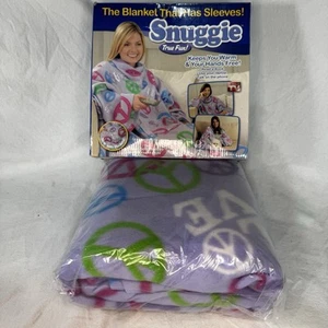 Allstar Snuggie PEACE & LOVE Peace Sign Fleece Blanket Vintage Purple NOS 2010 - Picture 1 of 7