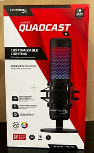 NUOVO HyperX QuadCast S RGB USB microfono a condensatore nero HMIQ1S-XX-RG/G sigillato - Foto 1 di 7
