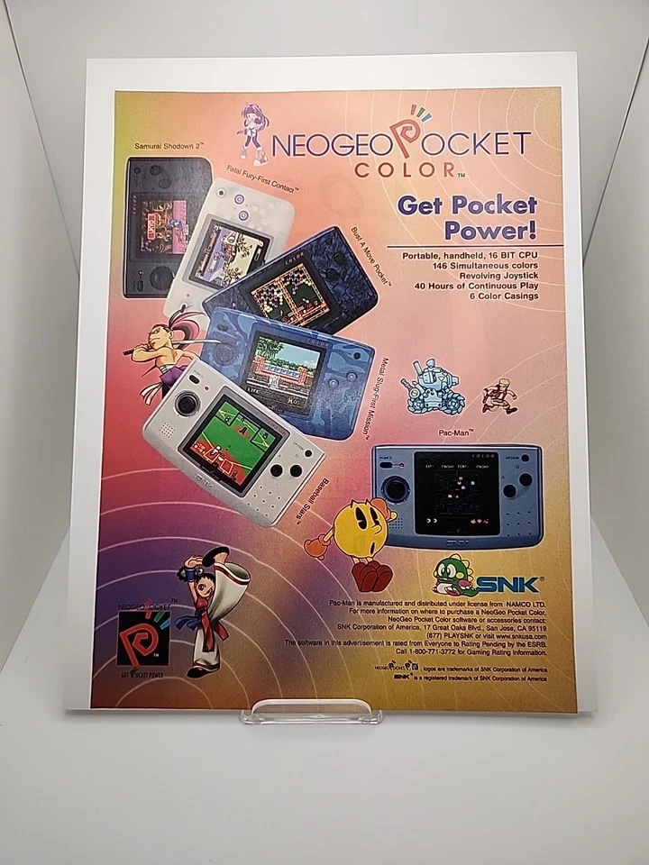 Подлинный винтажный SNK Neo Geo карман цвет журнала печати рекламы/плакат - Изображение 1 из 1