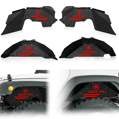 4PCS Front & Rear Inner Fender Liners For 07-18 Jeep Wrangler JK & JKU Unlimited - Imagem 1 de 4
