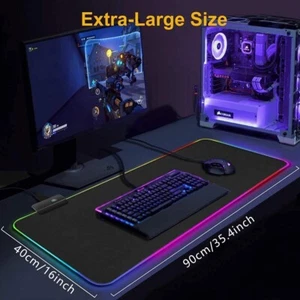 RGB Gaming Mousepad – XXL 900×400 mm | 14 RGB-Modi | Rutschfest | DE Versand - Bild 1 von 9