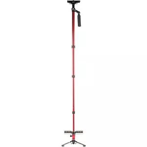 Vivitar Pro 59" Telescopic Photo/Video Stabilizer, Weighted Tripod Base, Red - Picture 1 of 12