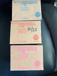 Ricoh Color LP Type 105 toner cassettes Cyan, Magenta,Yellow - New, sealed, OEM! - Picture 1 of 3