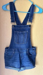 Blue Spice Junior Blue Cotton Denim Cuffed Short Overalls Size 7 Girls - Picture 1 of 12