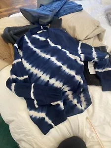 Tory Burch Sport Sweatshirt Women's Medium Blue Tie Dye Crew Neck - Picture 1 of 4